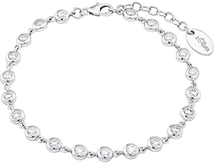 s.Oliver Armband 925 Sterling Silber Damen Armschmuck, mit Zirkonia synth., 17+3 cm, Gold, Kommt in Schmuck Geschenk Box, 2030748