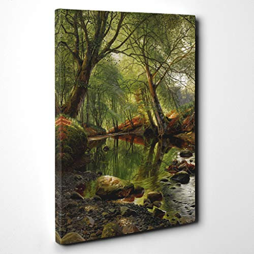 Big Box Art Peder Mork Monsted A Woodland Stream Canvas Wall Art Print Ready to Hang Picture, 30 x 20 Inch (76 x 50 cm), Multi-Coloured