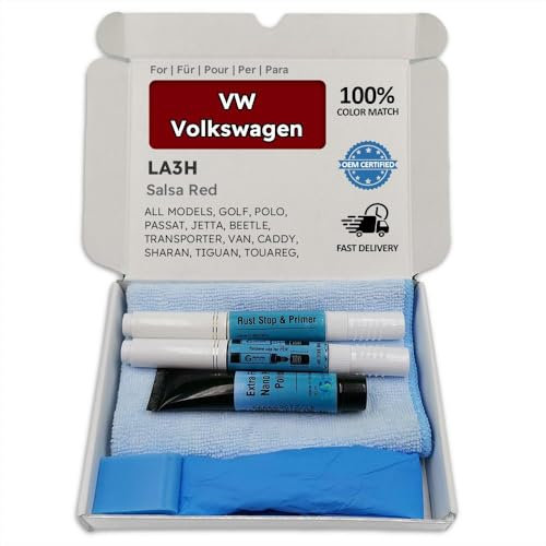 Genuine Colors Lackstift SALSA RED LA3H für VW Volkswagen Rot GOLF POLO PASSAT JETTA BEETLE TRANSPORTER VAN CADDY SHARAN TIGUAN TOUAREG SCIROCCO PHAETON FOX TOURAN CARAVELLE CALIFORNIA MULTIVAN GTI NE