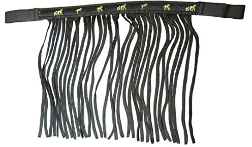Fliegenfransen für Pferde Fliegenmaske mit Fransen & Klettverschluss, Fliegenhaube für Shetty, Pony, Cob, Warmblut, Kb (Pony, Schwarz)
