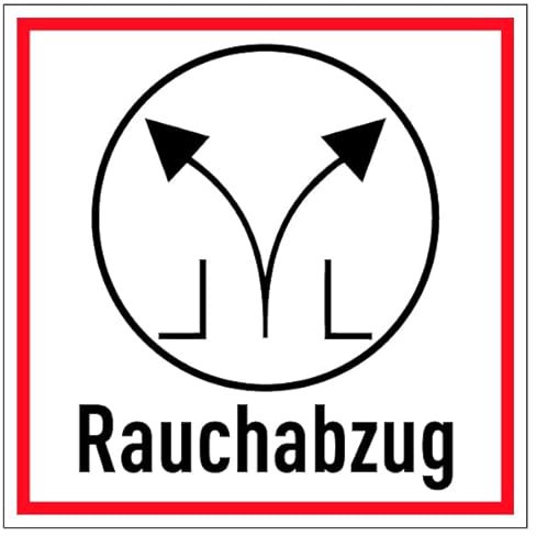 Aufkleber Brandschutzzeichen „Rauchabzug“ Symbol mit Schriftzug Folie nach DIN 4066 | 5-30 cm Made in Germany, Größe: 20x20cm