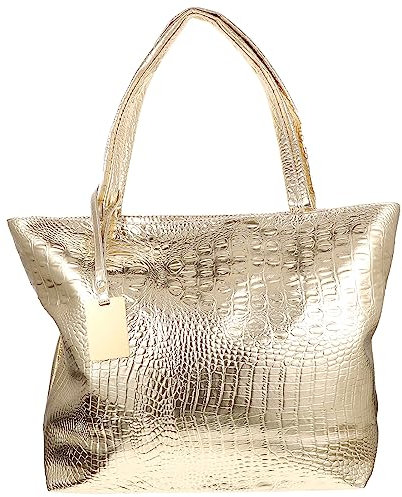 ABOOFAN Bolsa de Asas para Mujeres Gran Capacidad para Mujer Bolso de Mano Bolsa de Compras PU Bolsas de Fiesta para El Trabajo Escolar Golden Golden