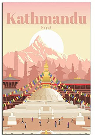 Vintage-Reise-Poster Nepal Gemälde Poster modernes Geschenk Schlafzimmer Deko