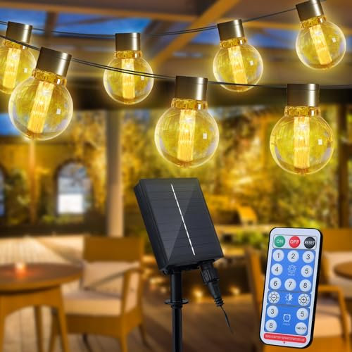 MOUDENSKAY Solar Lichterkette Aussen 9m 20 LED Outdoor Solar Lichterketten, Wasserdicht, Fernbedienung, Garten, Balkon, Heimdekoration