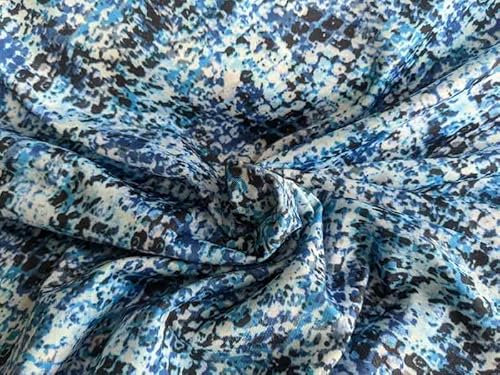 Slinky Stoff, Schlangenmuster, elastisches Mischgewebe als Meterware zum Nähen, Blau