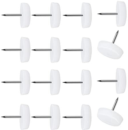 MYSUNBAR Pack of 50 Furniture Gliders Plastic Furniture Gliders 20 mm Chair Glides for Screwing White Felt Glides Nail Round Chair Glides for Chairs, Tables, Armchairs, Sofas, Bar Stools