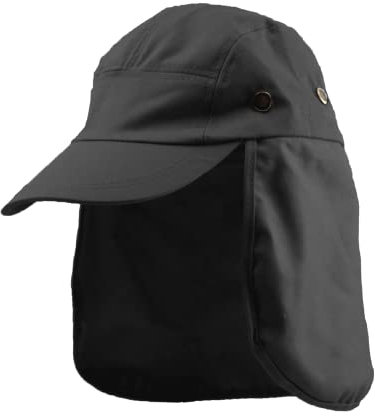 Carnavalife Sombrero de Sol con Protección Cuello para Hombre Mujer, Gorras de Béisbol Plegable y Ajustable, Gorro con Orejeras de Acampada y Marcha, Unisex, Talla única (Negro)