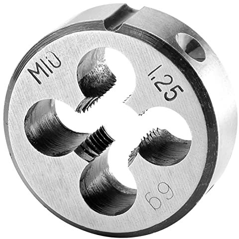 Burkit Metrische M10 x 1,25 runde Gewindeschneider, M10 x 1,25 Maschinengewinde-Schneideisen für Rechtshänder