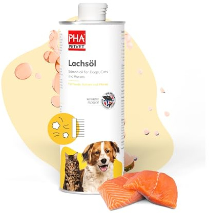 PHA Lachsöl für Hund, Katze, Pferd | Omega-3 & Omega-6 | Fisch-Öl | Ergänzung für Haut- & Fellpflege, Herzfunktion, Immunsystem, Beweglichkeit, 500 ml