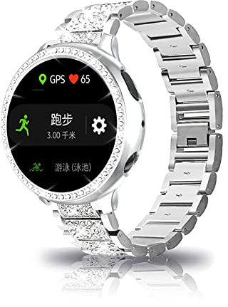 Metall Armband + Schutz Hülle Kompatibel mit Samsung Watch Active 2 44mm/ 40mm Armband Edelstahl Für Herren Damen Ersatz Für Samsung Galaxy Watch Active 2 44mm/ 40mm (Silber,40mm)