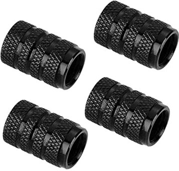 OcioDual 4 Ventile aus Metall Ventilkappen Kreis Schwarz fur Autos Moto Rader Radventilkappe KFZ PKW Car Reifen Autoventil Kappen Reifenventilkappen Autoventilkappen Ventil Kappe Valve Caps