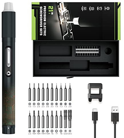 Mini Electric Screwdriver,JAKEMY Adjustable Torque Power Screwdriver Dual-mode Cordless Magnetic Precision Torx Screwdriver Bit Repair Tool kit USB Rechargeable with LED light for Electronics Consoles