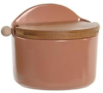 PLUS HOME Salero de Cocina de Cerámica con Tapa Diseños Originales.(ROSA)(15X9.5X11CM)