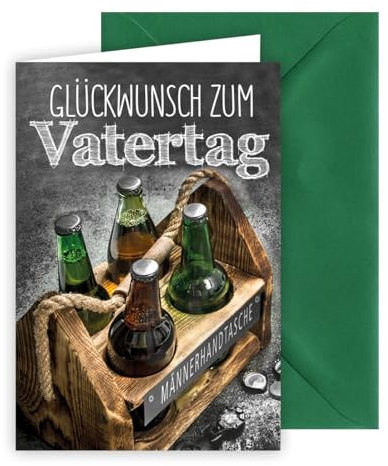 KE - Exclusive Karte zum Vatertag inkl. Umschlag, Glückwunschkarte zum Vatertag, Herrentagskarte, Karte zum Herrentag, DIN B6 Format, Motiv: Männerhandtasche