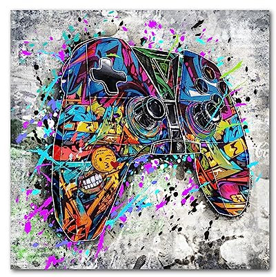 Graffiti-Wandkunst Gamepad Gemälde Banksy Leinwand Wandkunst Pop Art Wanddekoration fertig zum Aufhängen 30,5 x 30,5 cm