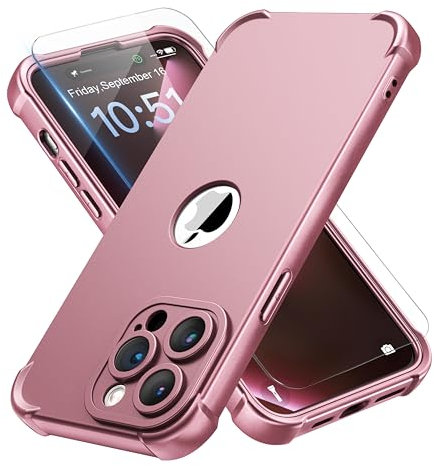 ORETECH for iPhone 14 Pro Max Case 6.7 inch, with [2 Pack Screen Protector] [Camera Lens Guard] [15FT Military Grade Drop Test] 360° Shockproof Slim Fit Design Rubber Bumper Phone Cover - Pink