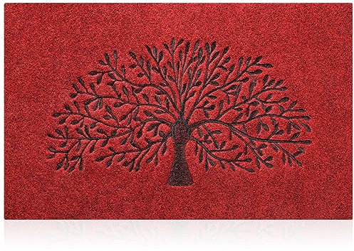 AOAOPQ Non Slip Door Mat 45 x 70 cm Floor Mat for Indoor Outdoor Courtyard Front Back Rubber Door Absorbent Resist Dirt Entrance Rug Machine Washable Red
