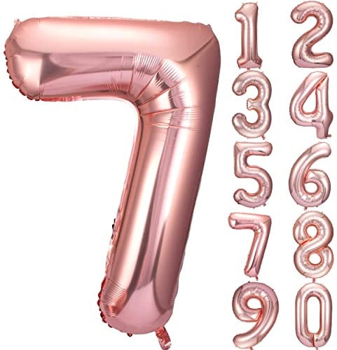 JARTTY Ballon Anniversaire 7 Ans Ballons Chiffre Numéro 7 Rose Gold 101 cm Gonflable Grand Hélium Happy Birthday Fête Decoration