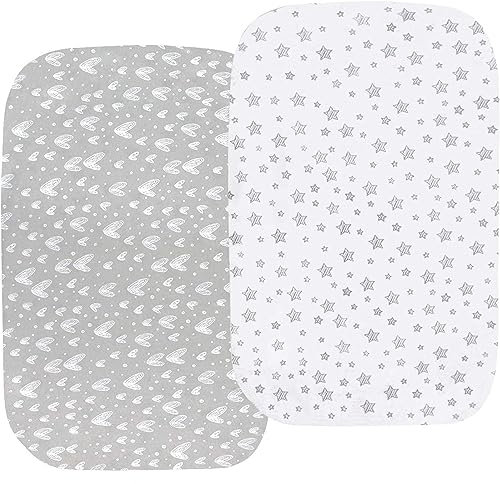 SPRINGSPIRIT Next To Me Bettlaken für Kinderbett, 100 % Jersey, gestrickte Baumwolle, 83 x 50 cm, kompatibel mit Chicco Next2Me Nachttisch und Maxi-Cosi Iora Co-Sleeper, Grau, 2 Stück