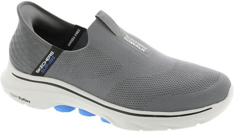Skechers Herren Go Walk 7 Easy On 2 Sneaker, Charcoal and Blue Textile/Synthetic, 49 EU