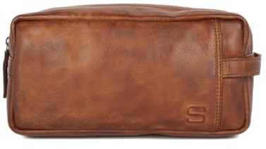 Leather Toiletry Bag - Pecos- Brandy Cognac