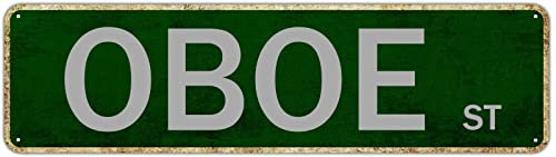 Man Cave Bar Pub Cafe Home Wall Decor Oboe Straßenschild Avenue Blechschild Straße Metallschild Vintage Outdoor Dekoration Wandkunst Wanddekoration Dekorative Plakette 40,6 x 10,2 cm