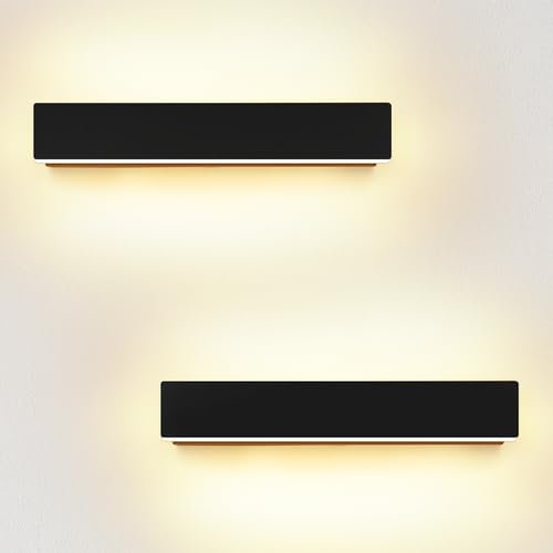 LED Wandleuchte Innen 10W Wandlampe Aussen Up Down Wandlicht IP54 Warmweiß 3000K Aluminium Schwarz Wandbeleuchtung(2 Stücke)