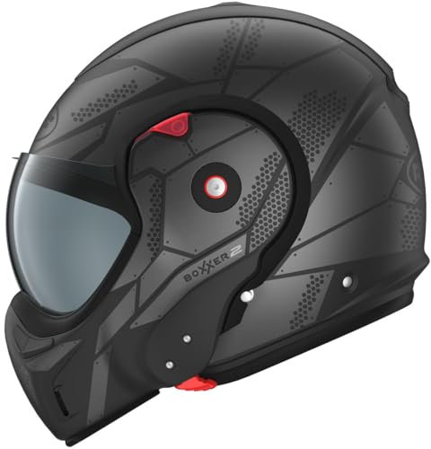 ROOF Helm Boxxer 2 schwarz Größe S/M | | Helmen | Quick Release ratelsluiting | Kunststoff | geeignet für Mofa, Moped, Motorrad, Roller