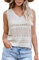CUPSHE Damen Bikini Cover Up Top V-Ausschnitt Oberteil Ärmellos Crochet Cutout Sommer Häkeln Beachwaer Beige XS