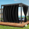 Qelus Outdoor Vorhang Wetterfest B254xH213CM, Wasserdicht Outdoorvorhänge mit Ösen, Aussen Gardinen Winddicht Sonnenschutz Sichtschutz für Garten Terrasse Balkon Pergola Pavillon (Tiefschwarz)