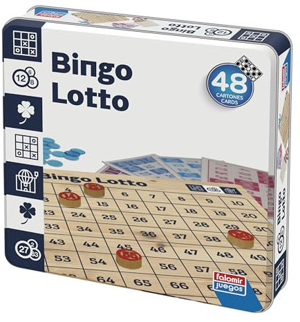 Falomir - Bingo Lotto Familiar | Emoción y Azar para Todas Las Edades | Caja de Lata | Desde 2 Jugadores (Edad 6+)
