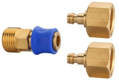 Cadac Raccord à dégagement Rapide (2 connexions) - Métal | En utilisant un double couplage sur 2 appareils différents, Couleur cuivre, Bleu, Barbecue, Utilisation en extérieur