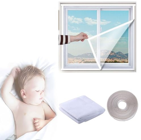 60 x 120 cm, rete per insetti, zanzariera per finestre e porte, rete per finestre per gatti, tiene lontani mosche, zanzare, insetti e insetti