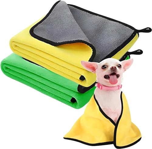 USYSGT Hundehandtuch 30 x 60cm, 2 Stück Microfaser Handtücher für Hunde Katzen, Hundehandtuch Extra Saugfähig für Katzen Kuschelweich, Schnell Trocknend, Maschinenwaschbar