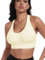 ANGOOL Sport BH Damen ohne Bügel Push Up BH Starker Halt Sport Bustier Damen Gepolstert Crossback Seamless Yoga Joggen Gym Sports Bra, Vanille, M