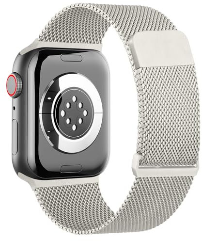 Meliya Correa para Apple Watch 40mm 41mm 38mm 42mm 44mm 45mm 49mm Hombre Mujer,Metal Acero Inoxidable Magnética Pulseras Repuesto para iWatch Series SE SE2 9 8 7 6 5 4 3 2 1 Ultra(Starlight)