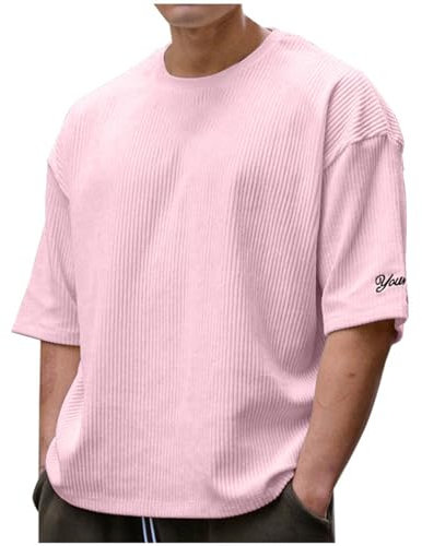 Grey T Shirt Full Sleeve Men's Tall Tee Oversized Short Sleeves T-Shirt with Dropped Shoulders, 100% Jersey Cotton Mens Long Sleeve Linen Shirts White Shirt Men Short Sleeve Men's White