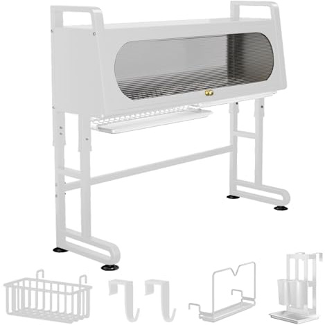 Scolapiatti, scolapiatti grande a 3 livelli sopra il lavandino, organizer da cucina regolabile con portautensili, scolapiatti multifunzionale white