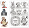 CHGCRAFT Tiermotiven Silikonstempel Transparente Stempel Vintage Stil Transparente Silikonstempel Kaninchen Hund Hirsch Silikonstempel Für Kartenherstellung Dekoration DIY Scrapbooking Albumdekor