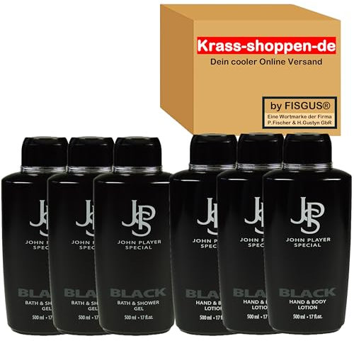 J-P-S - Black Serie - 3 x 500 ml Bath & Shower Gel - 3 x 500 ml Hand & Body Lotion - Ein Angebot von krass-shoppen-de by FISGUS®