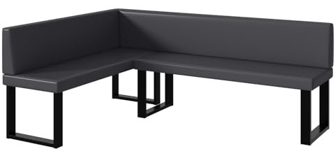 MEBLINI Eckbank für Esszimmer - Küchenbank - Essecke - Sitzecke Küche - Toni - U-Beine 142x196x87cm Links - Grau Kunstleder