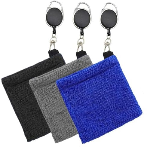 Pineeseatile Golf Ball Towel 3Pcs 5 x 5 Inch Superfine Fiber Golf Towel Portable Golf Ball Cleaner with Snap Hook Small Golf Towels for Golf Bags Clean Golf Accessories for Men & Women,Golf Towel