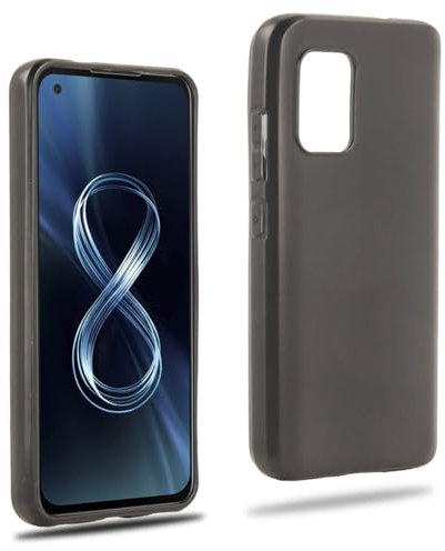 REY Cover in Gel TPU Nera per ASUS ZENFONE 8, Ultra Sottile 0,33 mm, Morbido Flessibile, Custodia Silicone