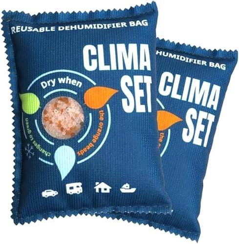 ClimaSet - Luftentfeuchter Auto - Feuchtigkeitskissen für Auto - Wiederverwendbar - gegen Feuchtigkeit, Schimmel und unangenehme Gerüche im Auto Innenraum - Entfeuchter Kissen - XXL - 2x 300g