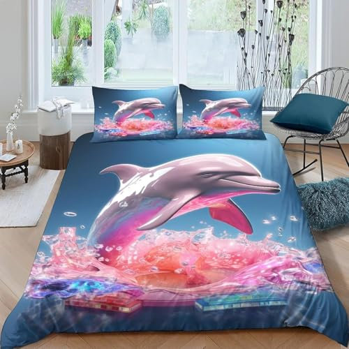 Tier Bettwäschegarnitur Bettbezug Set 3D Gedruckter 135X200 cm Für Erwachsene Kinder Mädchen Jungen Weich Microfaser Bettwäsche Und 2 Kissenbezüge Reissverschluss 3 Teilig -30070457751080