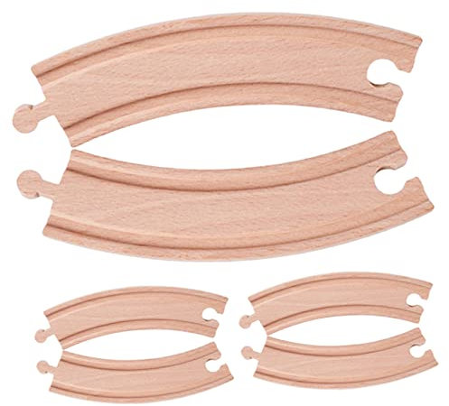 Toyvian 6 Teiliges Set Holzschienen Für DIY Zugstrecke Mit Kurven Für 3 Jährige Kombinierbare Zugschienen Und Bauklötze