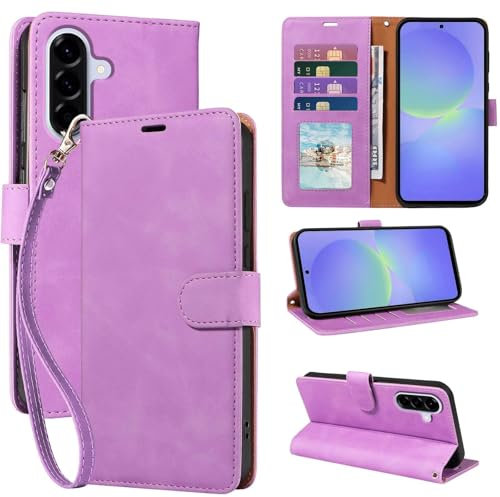 GOTOURED for Samsung A36 Phone Case, Wallet Soft Leather, 4 Card Slots Holder RFID Blocking, Shockproof Protective Kickstand Wrist Strap Folio Flip Cases Cover for Samsung Galaxy A36 5G (Purple)