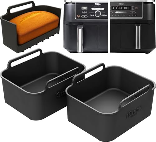 Ninja AF400UK Premium Silicone Baking/Oil Liners | Flat Base for Baking & Oil Cooking | 2PCS Dishwasher Safe, Ninja Air Fryer Accessories | AF400UK Silicone Liners | by iStock kitchen