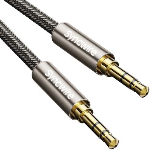 Syncwire Aux Cable 3.5mm Aux Lead for Car, Braided Male to Male Auxiliary Cord for Headphone, iPhone, iPad, iPod, Samsung, MP3 Player, Smartphone, Tablet, Home Stereos, Laptop –1.64ft/0.5M, Gold Brown