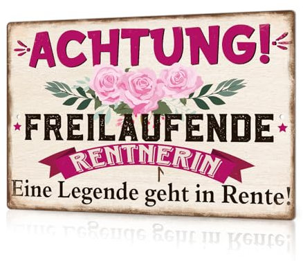 Putuo Decor Achtung Rentnerin Schild – Lustiges Ruhestand Metallschild für Frauen, Vintage Dekoration, Aluminium, 12 x 8 Zoll (Legendär Ruhestand)